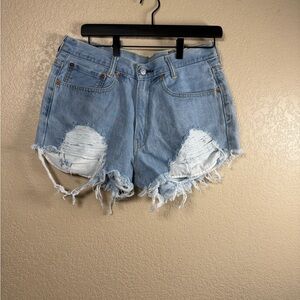 Levi's Light Blue Distressed Jean Shorts